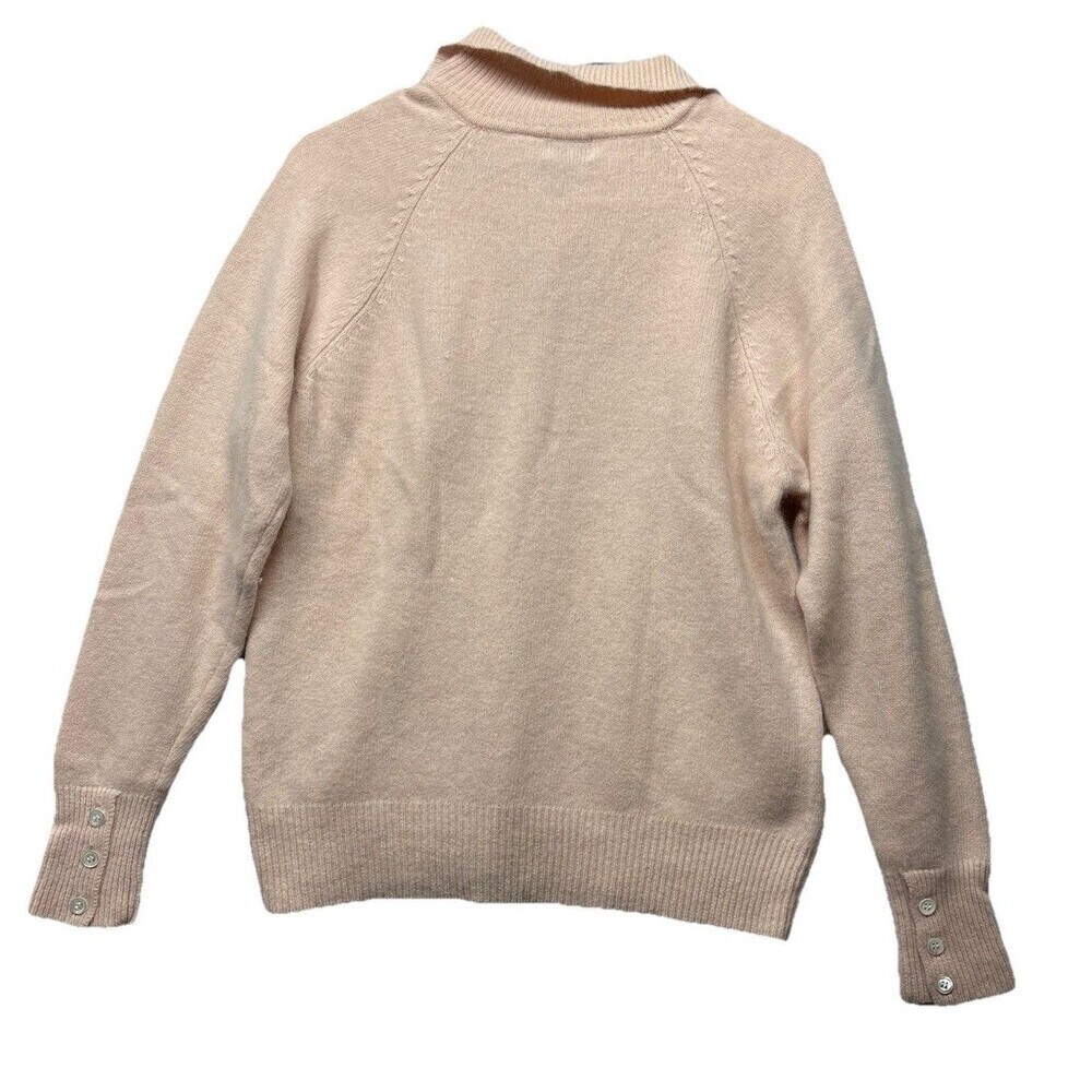 JH Collectibles Lambswool Angora Sweater Women's Size M Wool Collar Pink Button - Picture 3 of 3